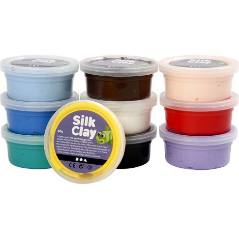 Masa modelarska Silk Clay, zestaw 10 x 40g, różne kolory
